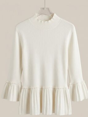 Ted Baker Lislie Peplum Mock Neck Sweater in ivory